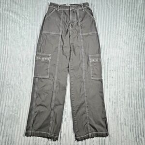 Rachel Paige Wide Leg Cargo Pants Women's S Elastic Waist Baggy Skater Gray
